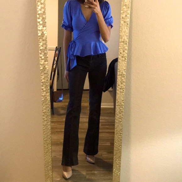 Powder blue wrap top - Picture 2 of 2